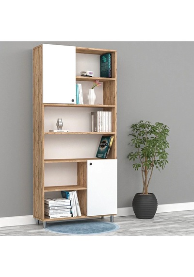Cevher Dolaplı Kitaplık Mdf Beyaz Cevher Dolaplı Kitaplık Mdf Beyaz