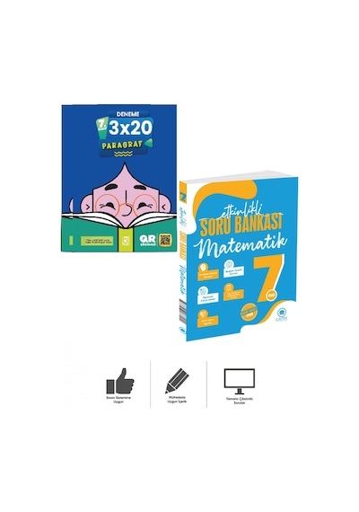 7. Sınıf Matematik Etkinlikli Soru Bankası + Paragraf Deneme Bigelio + Çanta