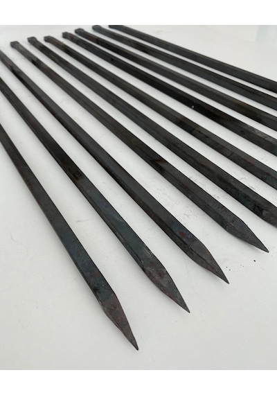 Kare Tavuk Patlıcan Şiş Özel Yapım Kara Demir Tel 10 MM 5 Adet