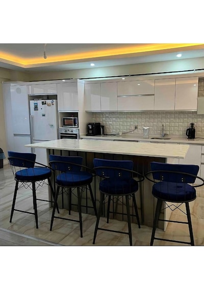 Bar Sandalyesi , Ada Mutfak Sandalyesi , Bar Taburesi , Yüksek Sandalye Mavi Mavi