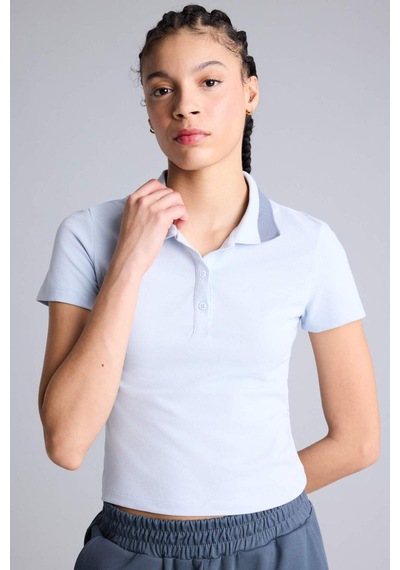 Defacto Slım Fıt Polo Yaka Sporcu Pike Kısa Kollu Polo Tişört H3265ax26spbe839 Mavi-be839