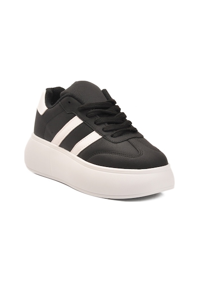 Siyah Beyaz Yüksek Taban Bağcıklı Unisex Sneaker Dvs-01 Z Siyah - Beyaz