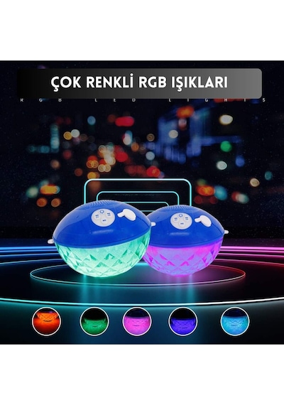 Su Geçirmez Yüzen Rgb Bluetooth Hoparlör Bt601 Led Işıklı Havuz & Duş Hoparlörü