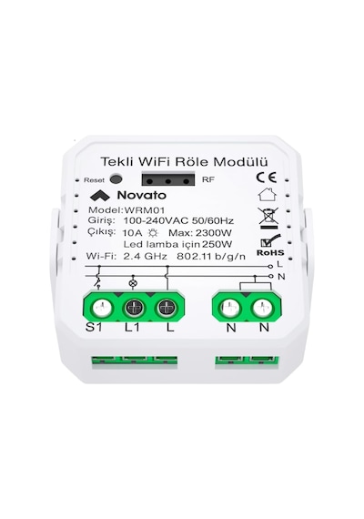 Tuya Uyumlu Tekli Wifi Akıllı Anahtar 10a - 220v Röle - Tek Çıkışlı, Anahtar Girişli, Google Standart