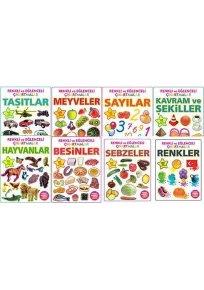 Renkli Ve Eğlenceli Çıkartmalar - 8'li Kitap Takım