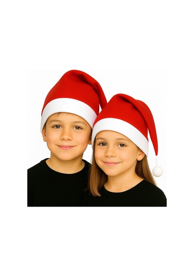 Yetişkin Noel Şapkası - Yılbaşı Şapkası - Polar Yıl Başı Şapkası - Noel Baba Şapkası