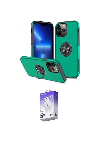 İeg Apple iPhone Uyumlu 13 Pro Max Kılıf Konsantrasyon Form Prime - Siyah Bilvis 5in1 3d Magic Cam Ekran Koruyucu Mor