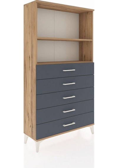 Arges Dolap 2 Raflı 5 Çekmeceli 88x30x163 Çam-antrasit Çam Arges Dolap 2 Raflı 5 Çekmeceli 88x30x163 Çam-antrasit Çam