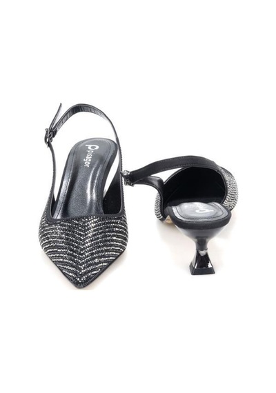 Pisagor Ps-32350 Kadın 4 Cm Arkası Açık Taşlı Abiye Stiletto Ayakkabı siyah