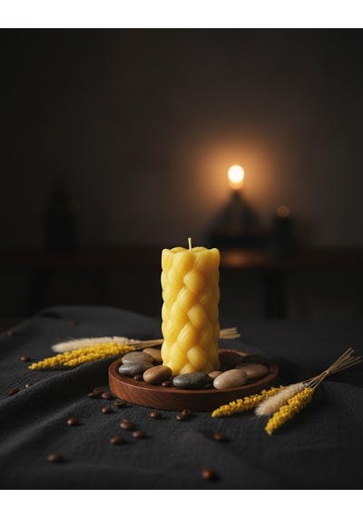 Baklava Desenli Mum Sarı