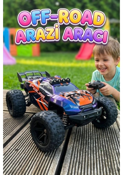 Uzaktan Kumandalı Şarjlı Işıklı 1:14 4wd 55 Km/h Servo Motorlu 2.4ghz Off-road Oyuncak Arazi Arabası Çok Renkli