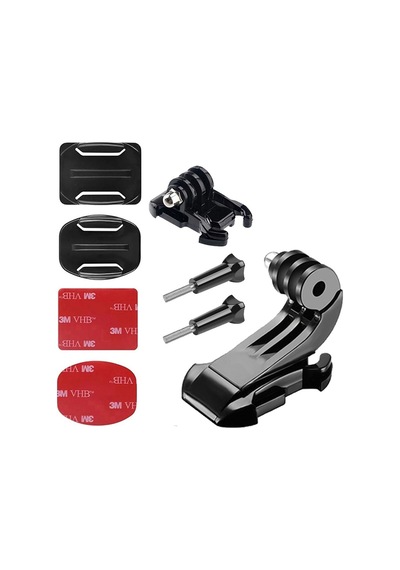 Gplus Bs08kyjhw 8 Parça Oval Eğimli Zemin Ve Flat Düz Yüzey Vidalı Hızlı Tak J-hook Açılı Aksiyon Kamera Uyumlu 3m Yapışkanlı Motor Kask Bağlantı Base Seti Siyah