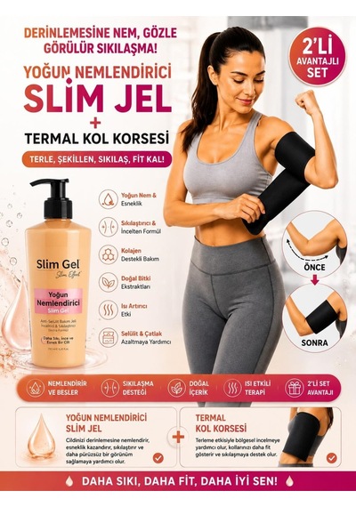 Collagen İçerikli Yoğun Jel 250 Ml Ve Termal Kol Korsesi 2'li Set Toparlayıcı Ve Sıkılaştırıcı Bakım