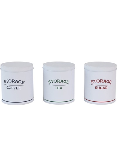 Sarkapp Metal 3'lü Storage Saklama Kabı - Beyaz Çok Renkli