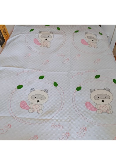 %100 Pamuk Desenli Bebek Pike & Yastık Başı