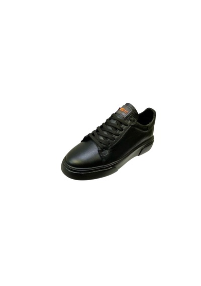 Erkek Bağcıklı İç Ve Dış Yüzey Deri Dikişli Poli Taban Sneaker--sula Siyah