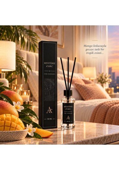 Premium Oda Kokusu Bambu Çubuklu Beyaz Şişe 100 Ml Mango