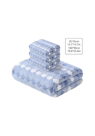 Aileler Ve Misafirler İçin Uygun Dayanıklı Ve Uzun Ömürlü Mikrofiber Malzemeli 4 Adet Banyo Havlusu Blue Diğer