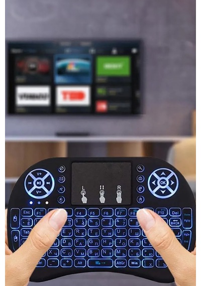 Thentech Bluetooth Akıllı Tv Android Uyumlu Mini Klavye Touchpad İle Mouse İşlevi Mini Kablosuz Klavye Siyah