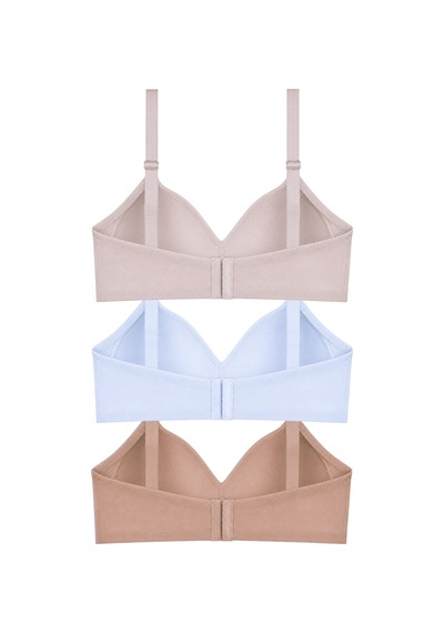 Cottonill Bra - Celina Balensiz Kaplı Toparlayıcı Minimizer Büyük Beden Kadın Sütyen 3'lü Paket Çok Renkli