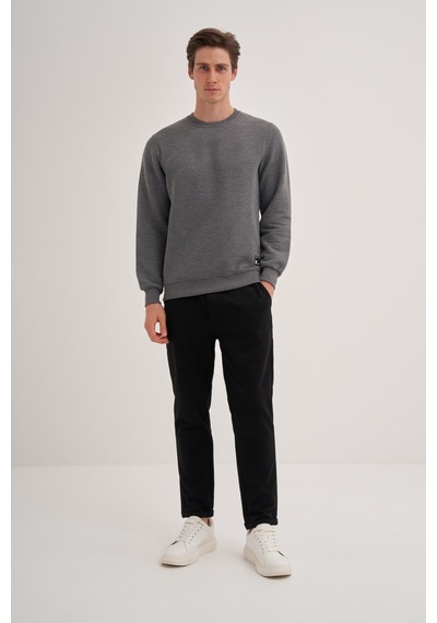 Cazador 50460 Erkek Bisiklet Yaka Sweatshirt Antrasit Melanj