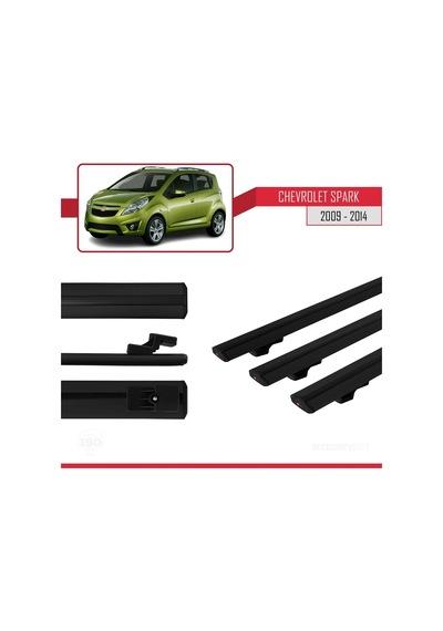 Chevrolet Spark 2009-2014 Arası İle Uyumlu Basic Model Ara Atkı Tavan Barı Siyah 3 Adet