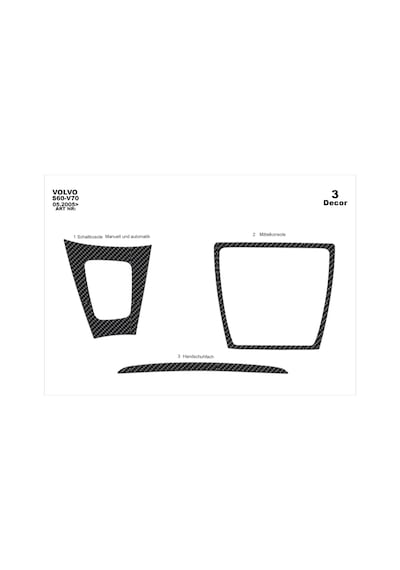 Volvo S60 / V70 Uyumlu Torpido Kaplama 2005- 2009 3 Parça Karbon