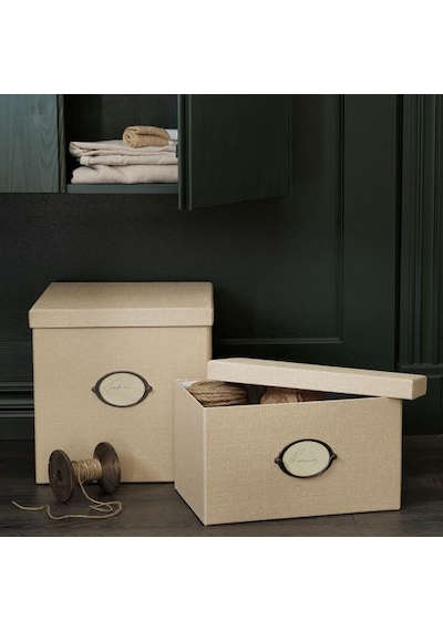 Ikea Kvarnvık Kapaklı Karton Saklama Kutusu 35 X 32 X 32 Cm Bej