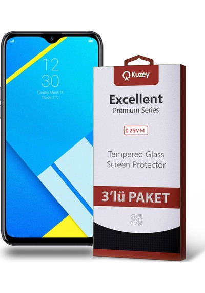 Realme C2 2020 ile Uyumlu Kırılmaz Temperli Ekran Koruyucu Cam Ekonomik 3'lü Paket