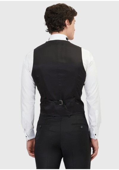 Ramsey Siyah Slim Fit Kelebek Yaka Klasik Yelek