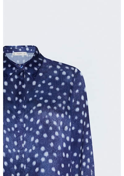 Sateen Desenli Klasik Gömlek - Lacivert-137938