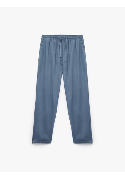 Koton Viskon Cep Detaylı Rayon Tapered Beli Bağcıklı Pantolon Mavi 5sam40010hw Mavi