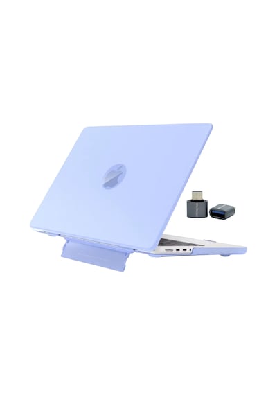 Apple Uyumlu MacBook Air 13.6 Kılıf 2026 M5 M4 Standlı Mat Şeffaf Sert Kapak Isı Dağıtımlı İnce Tasarım Açık Lila