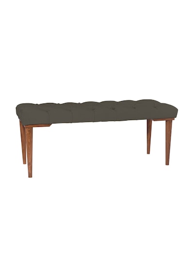Gazzini Classic Retro Gürgen Ayak Chester Model Kapitoneli Antrasit Puf Bench - Ceviz Ayak