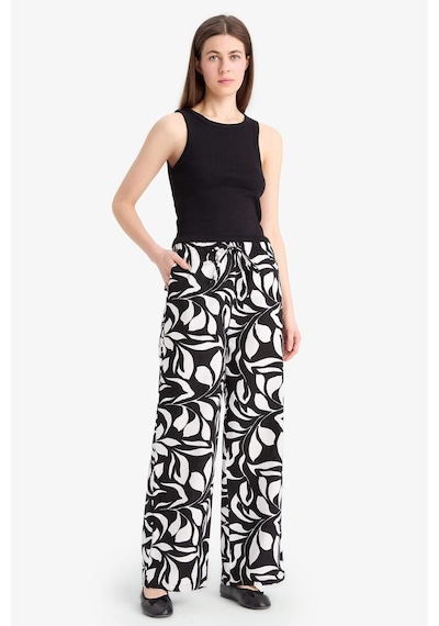 DeFacto Wide Leg Poplin Kumaş Palazzo Pantolon Yüksek Bel Uzun Boy Geniş Paça E9907AX25SMBK81