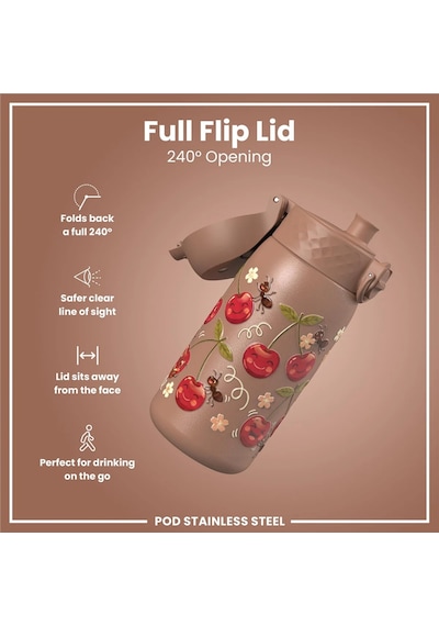 Ion8 - Paslanmaz Çelik Çocuk Suluk - Kirazlar - 400 Ml - Sızdırmaz Çok Renkli