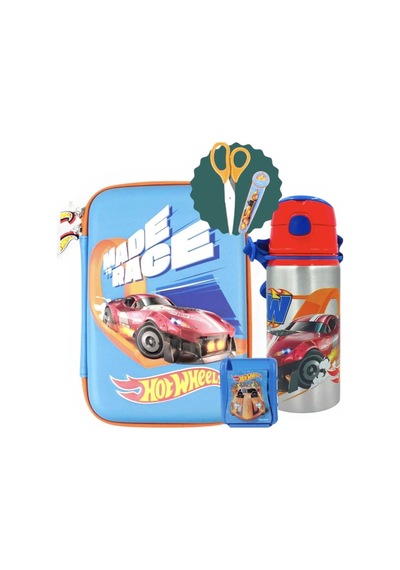 Kalem Çantası , Hot Wheels Korumalı Makas , Hot Wheels Alüminyum Matara Kırmızı