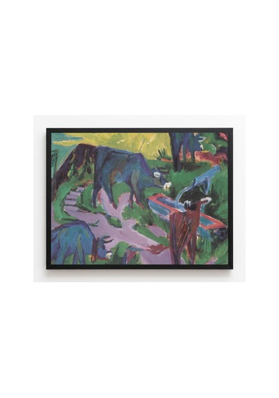 Modern Sanat Kirchner Gün Batımında İnekler Çerçevesiz Poster 21x30 Cm A4 Tablo Modern Sanat
