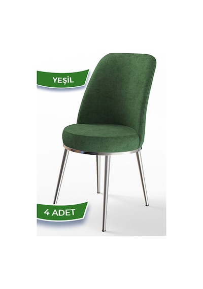 Canisa Concept Dexa Serisi Yeşil Renk 4 Adet Sandalye, Renk Yeşil, Ayaklar Krom Yeşil