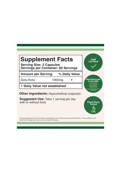 Double Wood Gotu Kola 1,000mg 120 Capsul. 3837