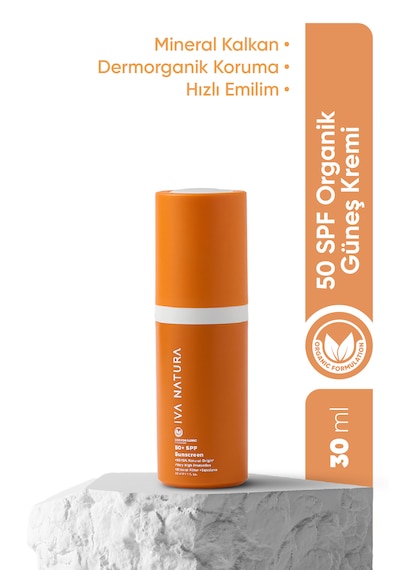 İva Natura Organik Mineral Filtreli Spf 50 Güneş Kremi Çinko Oksit İçerikli Hassas Ciltler İçin 30 Ml