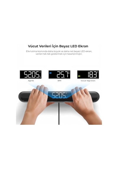 Fabcio Fitsmart Pro Bloetooth 8 Elektrotlu Çok Fonksiyonlu Yağ Ölçer Akıllı Baskül