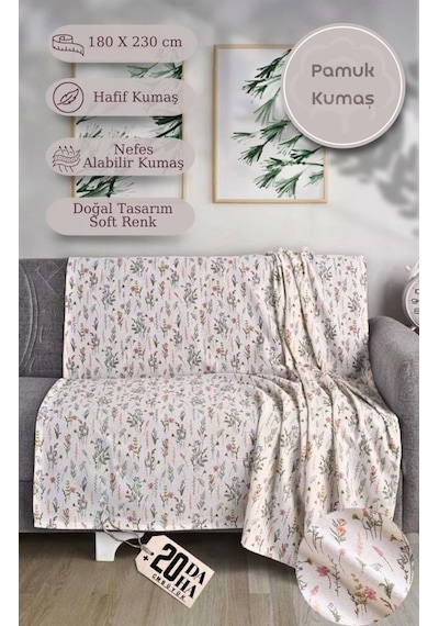 Tek Kişilik Baskılı Pike Koltuk Örtüsü Breeze 180x230 Cm Antrasit