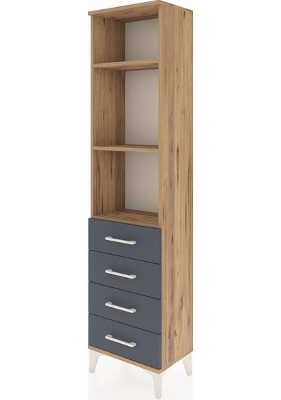 Arges Dolap 3 Raflı 4 Çekmeceli 44x30x182 Çam-antrasit Çam