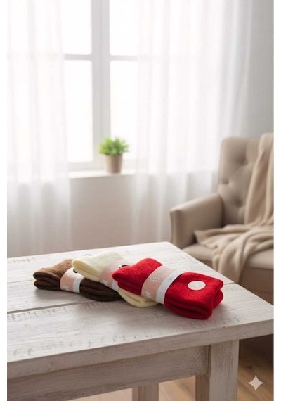 Angora Yün Çorap 3 Adet Set 4