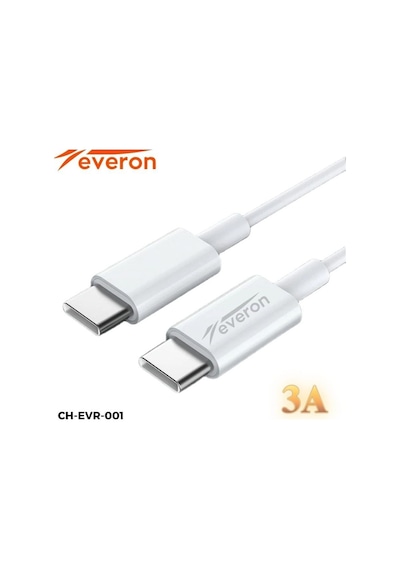 Apple Uyumlu iPhone 16e İle Type C Şarj Adaptörü Type C To Type C Kablo Evr-01 Beyaz
