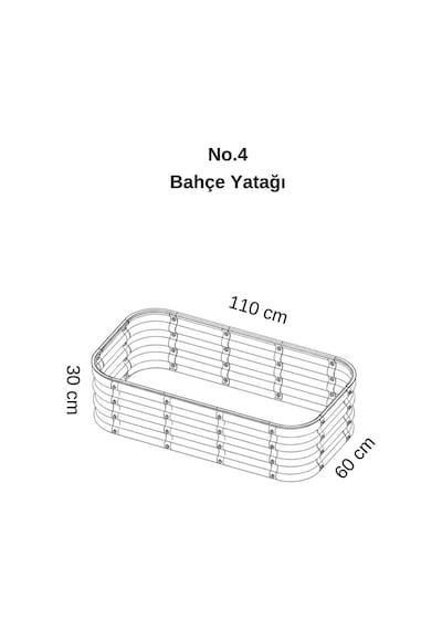 Modüler Yükseltilmiş Bahçe Yatağı Yükseltilmiş Sebze Yatağı No:4 110x60 Gri