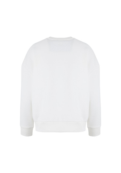 Fabrika Ekru Kadın Bisiklet Yaka Oversize Taşlı Sweatshirt F5wl-swt0038