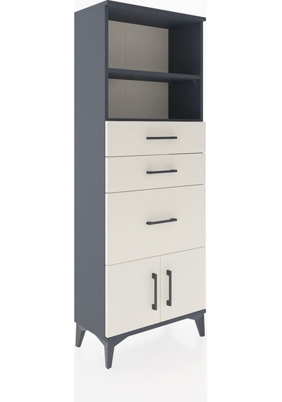 Arges Dolap 2 Raflı 3 Çekmeceli 2 Kapaklı 60x30x163 Antrasit-... Antrasit