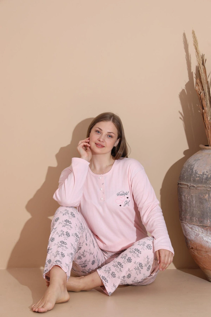 Boyraz Lindros Kadın Pamuk'lu Düğme Yaka Raporlu İnterlok Kışlık Battal Pijama Takımı 05150p - 1 Adet Pembe Boyraz Lindros Kadın Pamuk'lu Düğme Yaka Raporlu İnterlok Kışlık Battal Pijama Takımı 05150p - 1 Adet Pembe